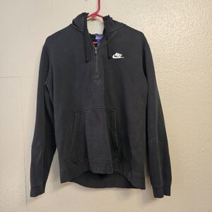 Nike 1/4 Zip Hoodie Black Swoosh Sz Large Pullover Gorp Core Athleisure V466